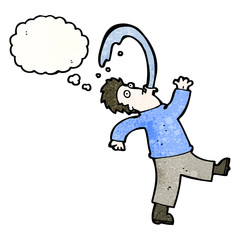 cartoon man spitting water