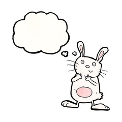 cartoon rabbit with thought bubble