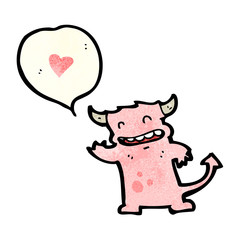 cartoon little monster with love heart