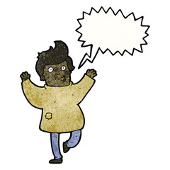 cartoon man in patched clothes dancing