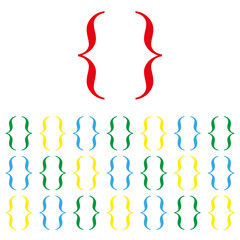 Curly bracket icon  colored set