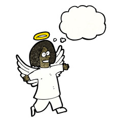 cartoon angel with thought bubble