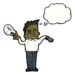 cartoon camp man with cup of tea