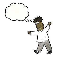 cartoon walking man with thought bubble