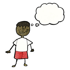 child's drawing of a boy with thought bubble