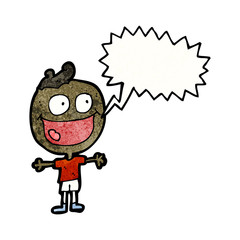 cartoon excited boy shouting