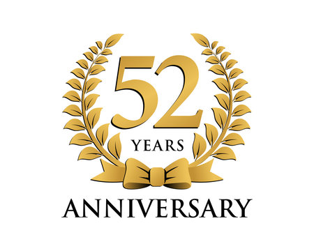 anniversary logo ribbon wreath 52