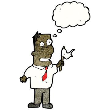 recommend clip art: cartoon businessman waving white flag