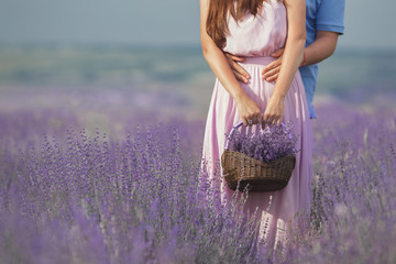 Young couple in the lavender fields