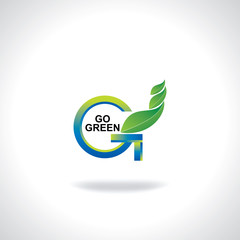 go green created with green leaf vector illustration