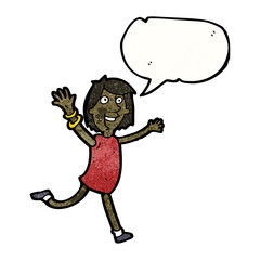 excited woman with speech bubble