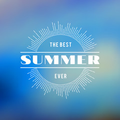 Vintage Hipster Summer Holidays Label or Badge. Vector Design Element on Coloful Summer Background