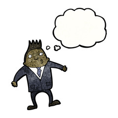 cartoon businessman with thought bubble