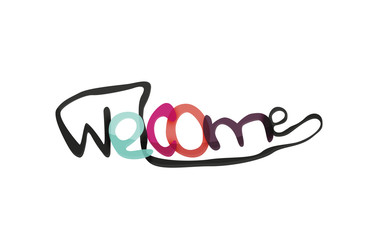 Welcome word, drawn lettering typographic element