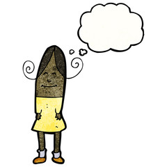 cartoon woman with thought bubble