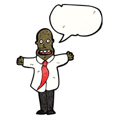 cartoon bald office man talking