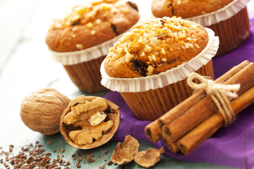 Muffin cakes close up