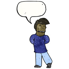 cartoon shy man talking