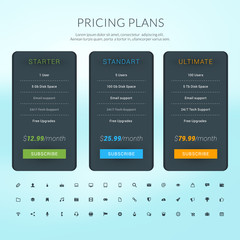 Vector Pricing Table in Flat Design Style for Websites and Applications