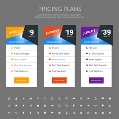 Vector Pricing Table in Flat Design Style for Websites and Applications