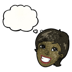 grinning woman's face cartoon