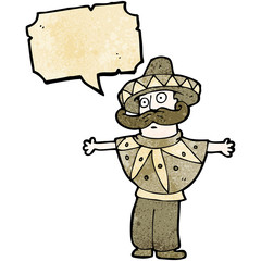cartoon man in mexican poncho costume