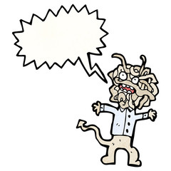 cartoon spaghetti head monster