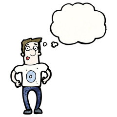 cartoon man in number zero shirt