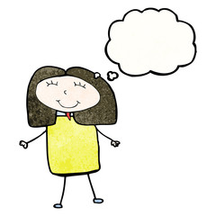 child's drawing of a woman with thought bubble