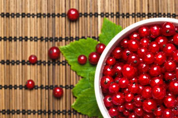 Fresh red currant on a dining table