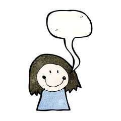 child's drawing of a woman with speech bubble