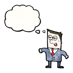 cartoon businessman with thought bubble