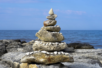 Pyramid of sea stones