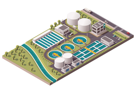 Vector isometric water treatment plant