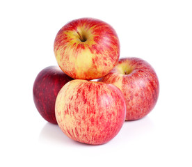 Red ripe apple on white background.