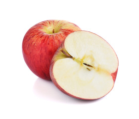 Red ripe apple on white background.
