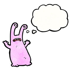 cartoon alien with thought bubble