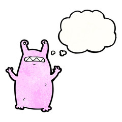 cartoon alien with thought bubble