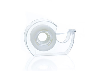 Clear tape dispenser isolated on white background