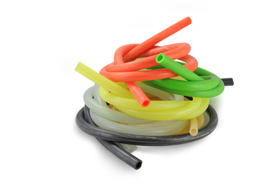 Multicolored hoses isolated on white