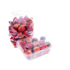 strawberry juicy fruit in plastic bag packaging isolated