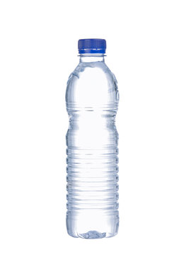 Single bottle of water isolated on white background