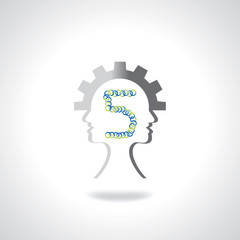 human head in numeric number vector concept 