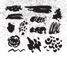 Brush strokes and Ink and Paint Splatters Vector set