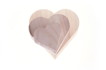 heart wood box of love isolated on white background