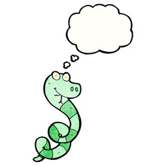 cartoon snake with thought bubble