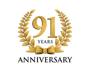 anniversary logo ribbon wreath 91