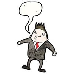 cartoon whistling man in suit