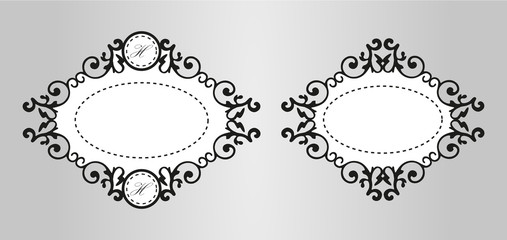 Obraz premium Vintage calligraphy decorative background, vector retro antique blank royal baroque border frame set