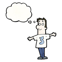 cartoon man in number three shirt